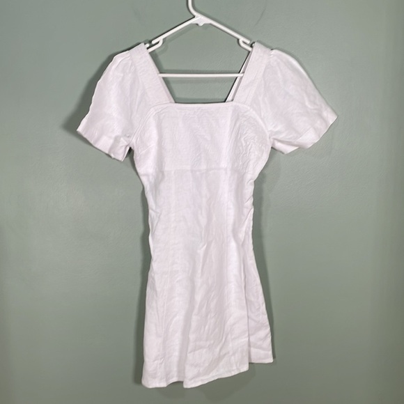 Madewell Square-Neck Mini Dress 100% Linen White Size 0 NWT - Picture 3 of 11